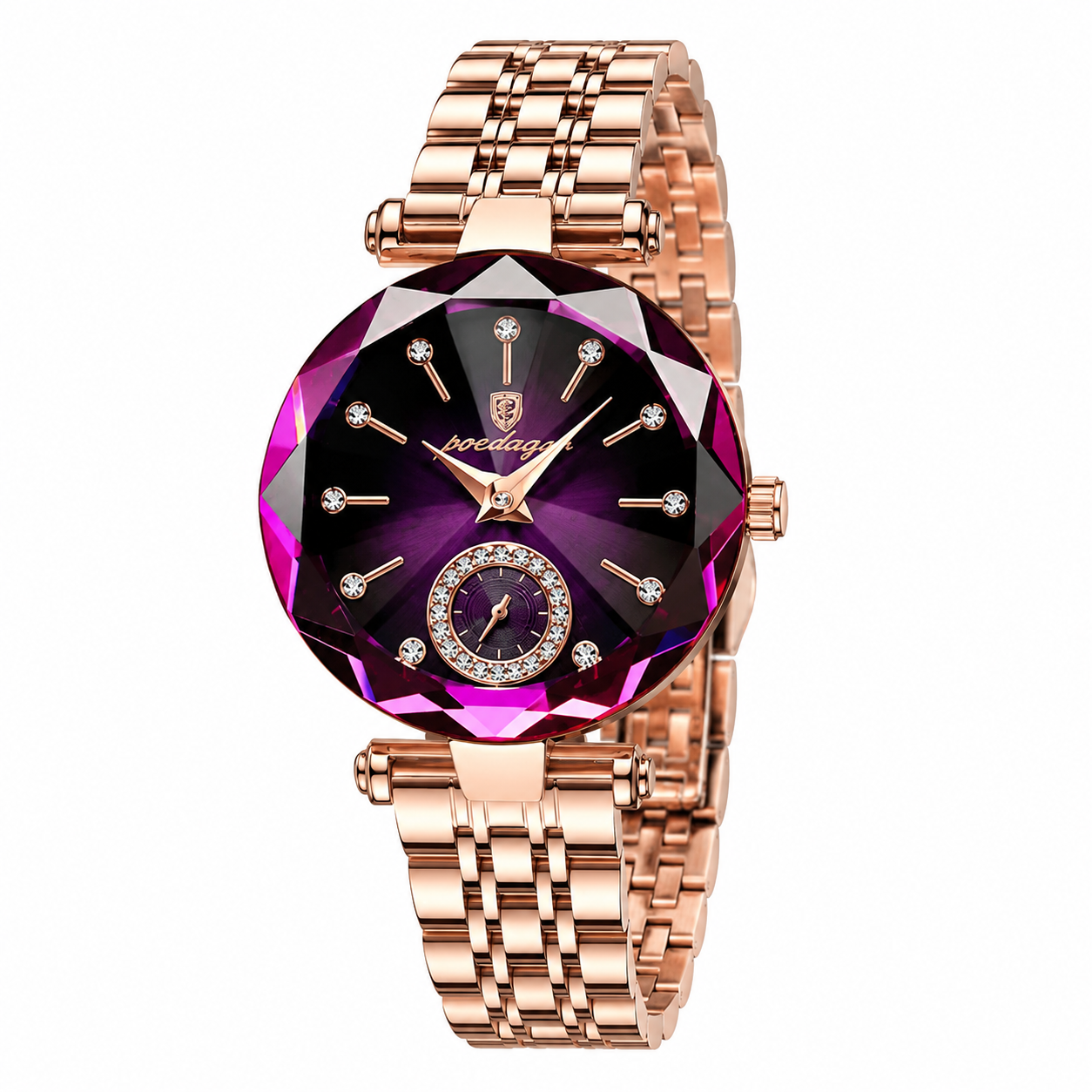 Poedagar™  Elegance Mor Kadran Gold Kasa Kadın Kol Saati